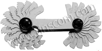 Общий вид резьбомера или калибра для измерения шага резьбы Общий вид резьбомера или калибра для измерения шага резьбы