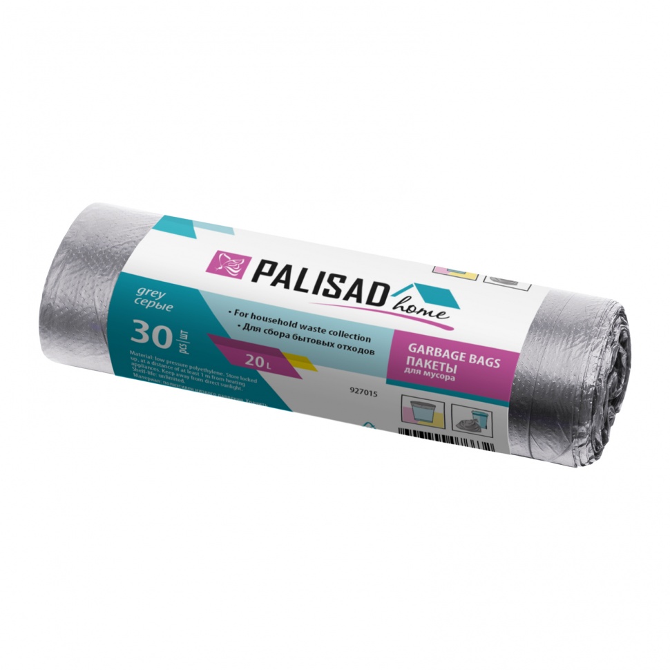 Фото Пакеты для мусора 20 л x 30 шт. серые, Home Palisad