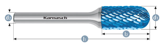 Борфреза сфероцилиндр. тип C WRC 4х16 dхв=6 Lобщ=50 Blue-Tec Karnash арт. 11.5021-045