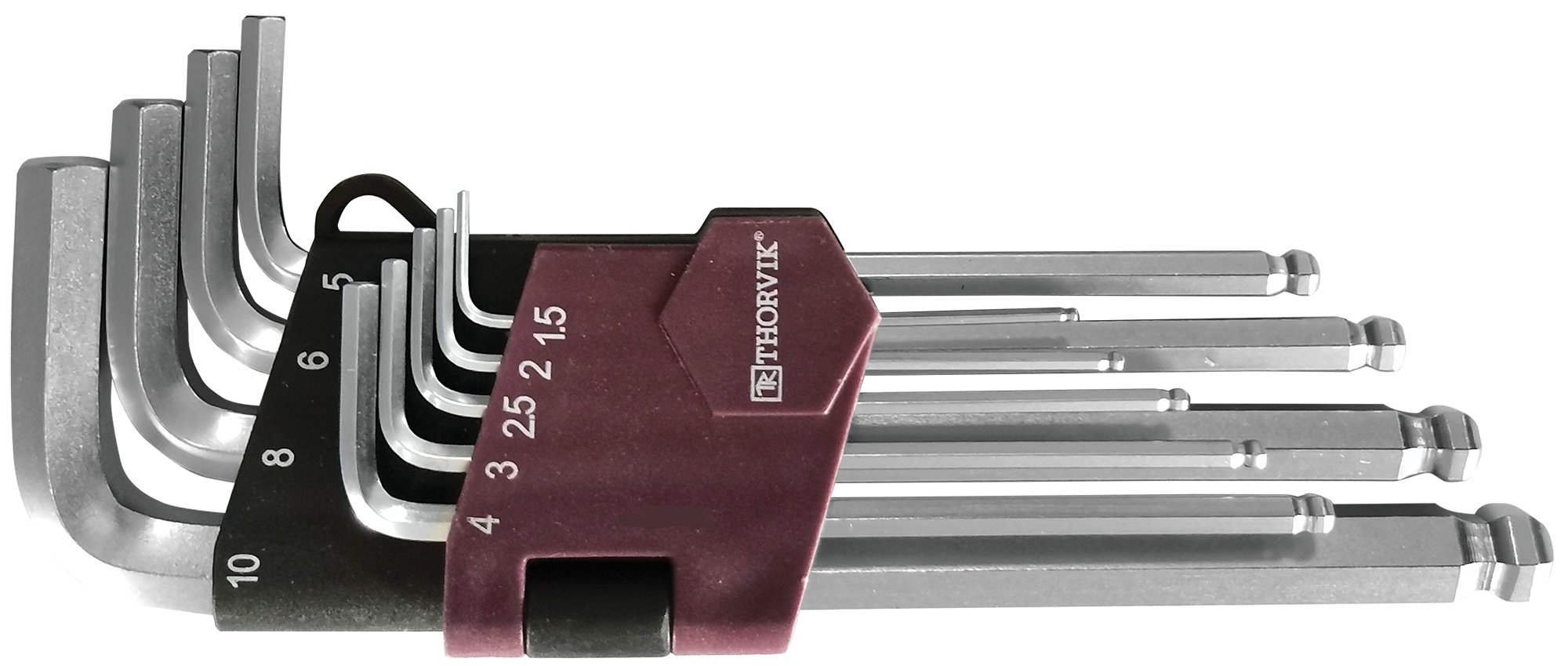 Набор ключей торцевых шестигранных с шаром, H1.5-H10, 9 предметов, THORVIK