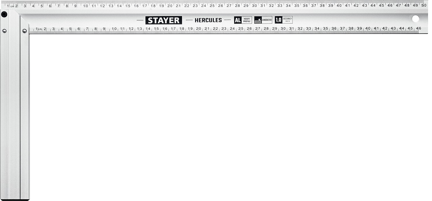 Фото Столярный угольник STAYER HERCULES 3432-50 Professional 500 х 2 мм, с усиленным алюминиевым полотном, жесткий