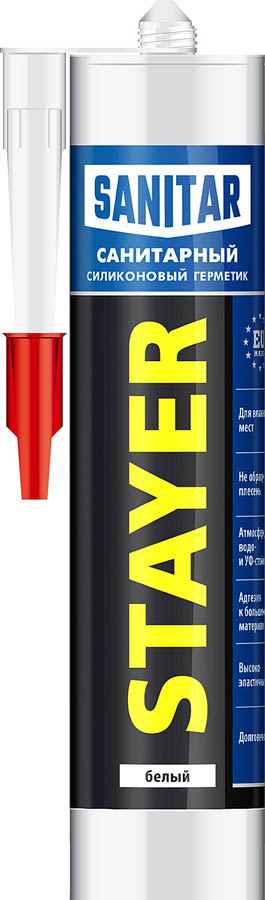 Фото Силиконовый герметик STAYER 260 мл, санитарный, белый, 41215-0_z01