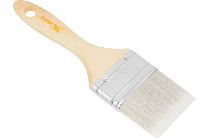 Фото Кисть плоская "Евро" 2.5", искусственная щетина, деревянная ручка MTX