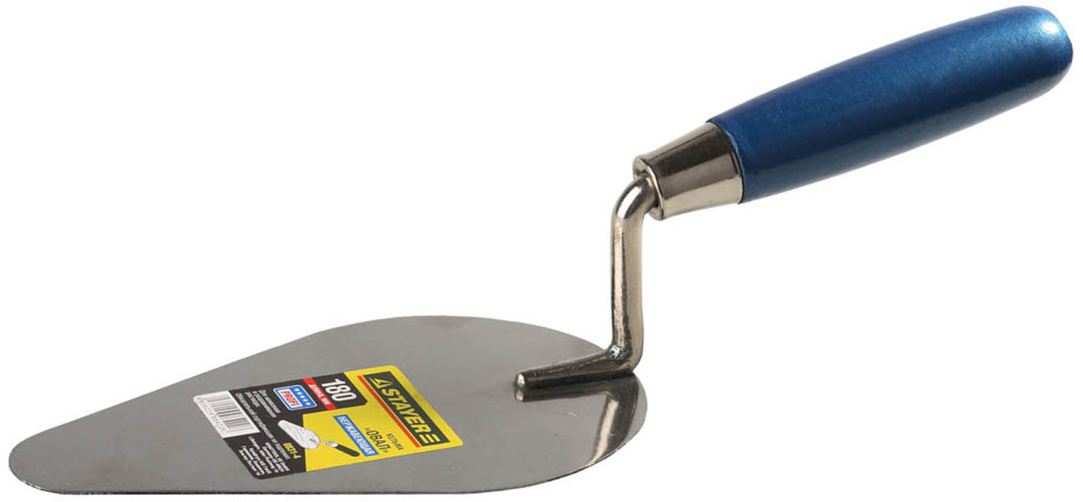 Кельма нержавеющая «Овал» STAYER 180 мм 0831-4, нержавеющее полотно, деревянная рукоятка