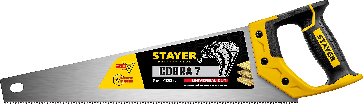 Фото Ножовка универсальная (пила) COBRA 7 STAYER 7 TPI, 400 мм, 1510-40_z02 Professional