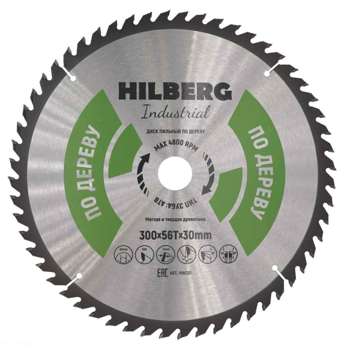 Фото Диск пильный Hilberg Industrial Дерево 300*30*56Т