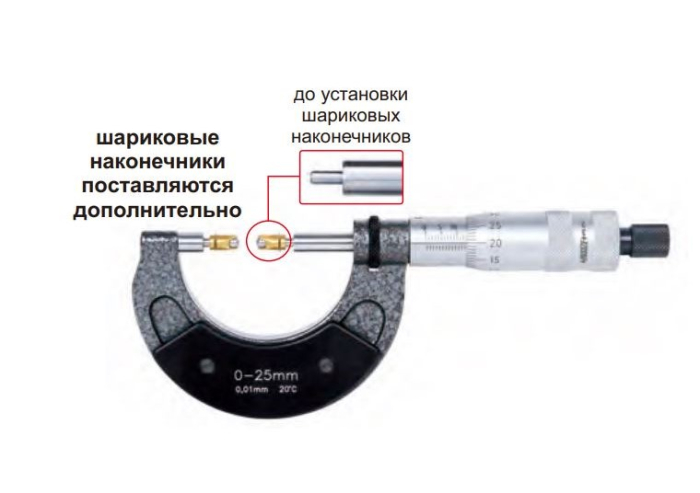 Микрометр для измерения зубчатых колес 0-25 мм INSIZE