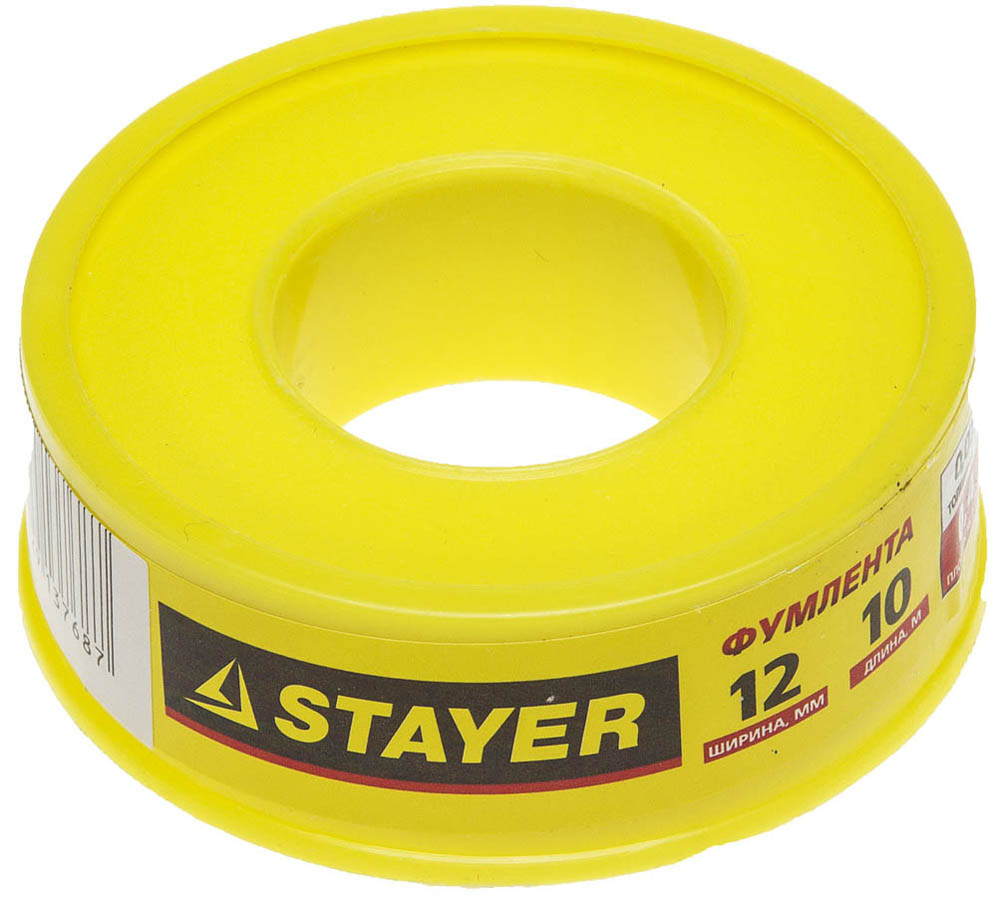 STAYER толщина 0,075 мм, плотность 0,40 г/см3, ширина 12 мм, фум лента 12360-12-040