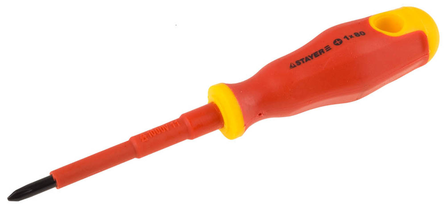 Отвертка диэлектрическая STAYER PH1х80 мм, 25142-1-08
