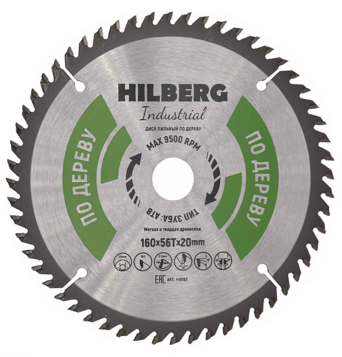 Фото Диск пильный Hilberg Industrial Дерево 160*20*56Т