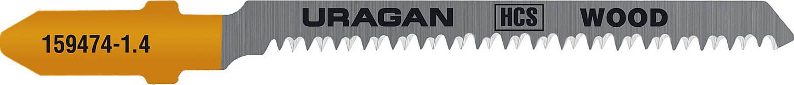 Фото Полотно для эл/лобзика по дереву, фанере, фигурный рез, EU-хвостовик, шаг 1.4 мм, 75/50 мм, 2 шт, HCS URAGAN