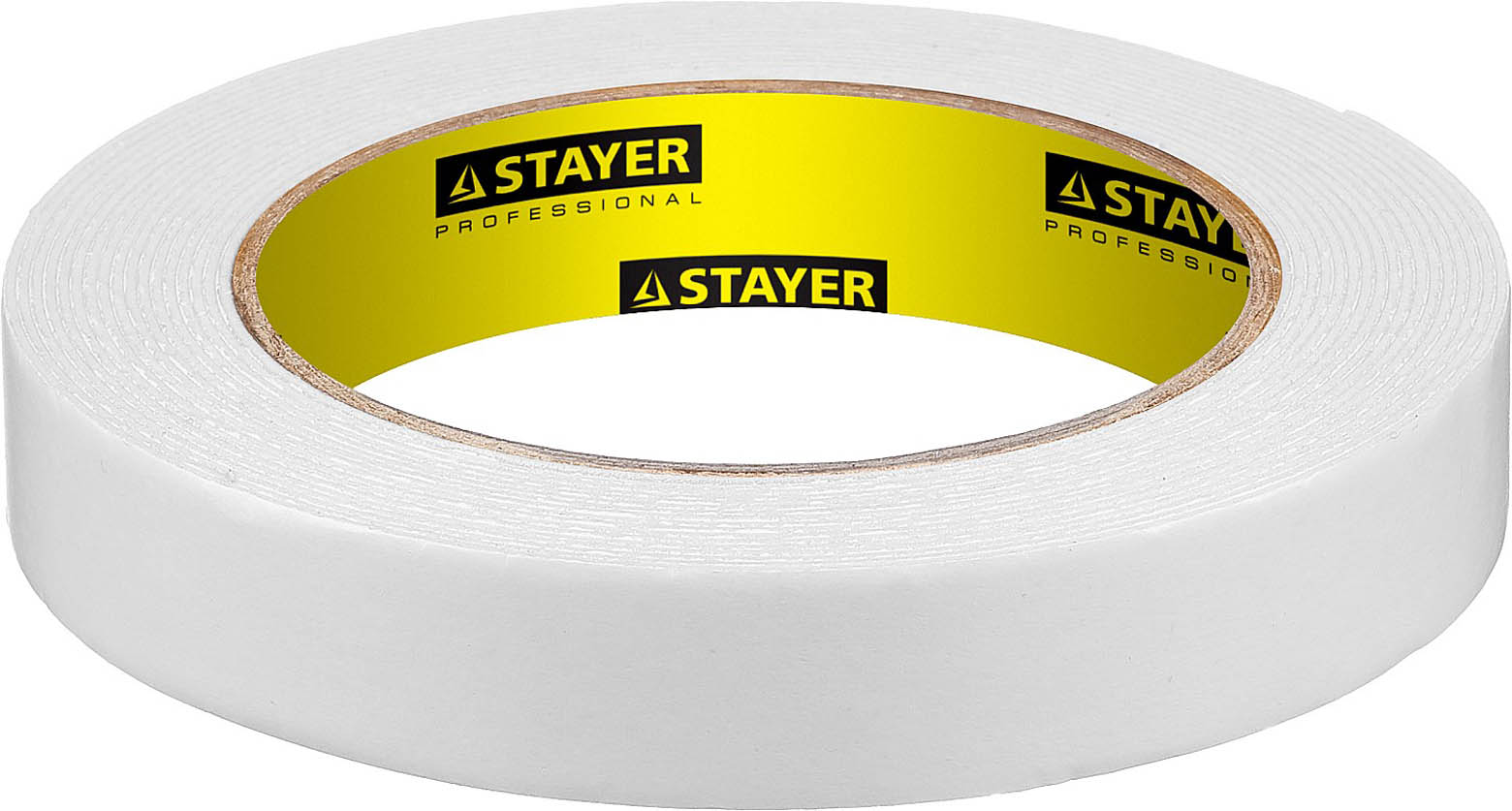 Фото Двусторонняя клейкая лента (скотч) STAYER 12231-19-05 19 мм х 5 м, белая, на вспененной основе