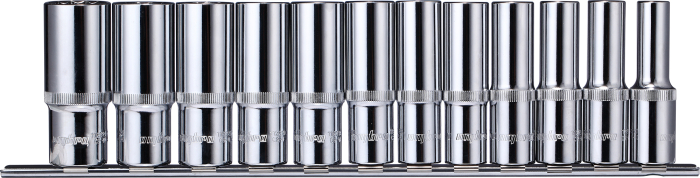 Фото Набор головок торцевых глубоких 12 гранных 1/2"DR на держателе, 10-24 мм, 12 предметов, Ombra