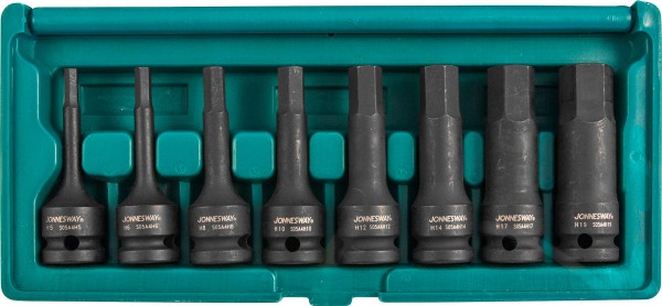 Набор насадок торцевых ударных 1/2"DR шестигранных, H5-H19, 8 предметов, Jonnesway