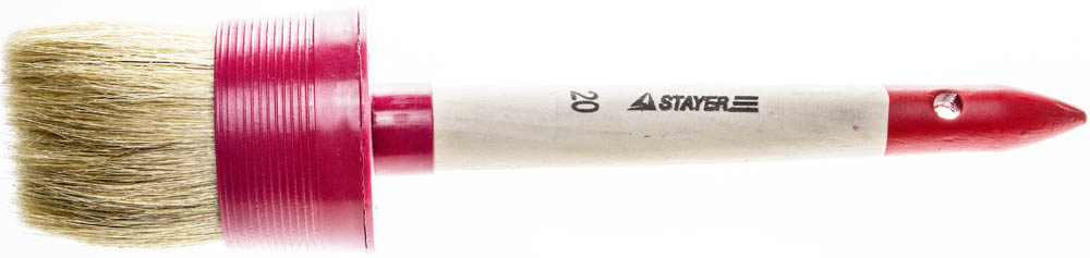 Фото Кисть малярная круглая STAYER 65 мм, щетина натуральная, деревянная ручка, 0141-65