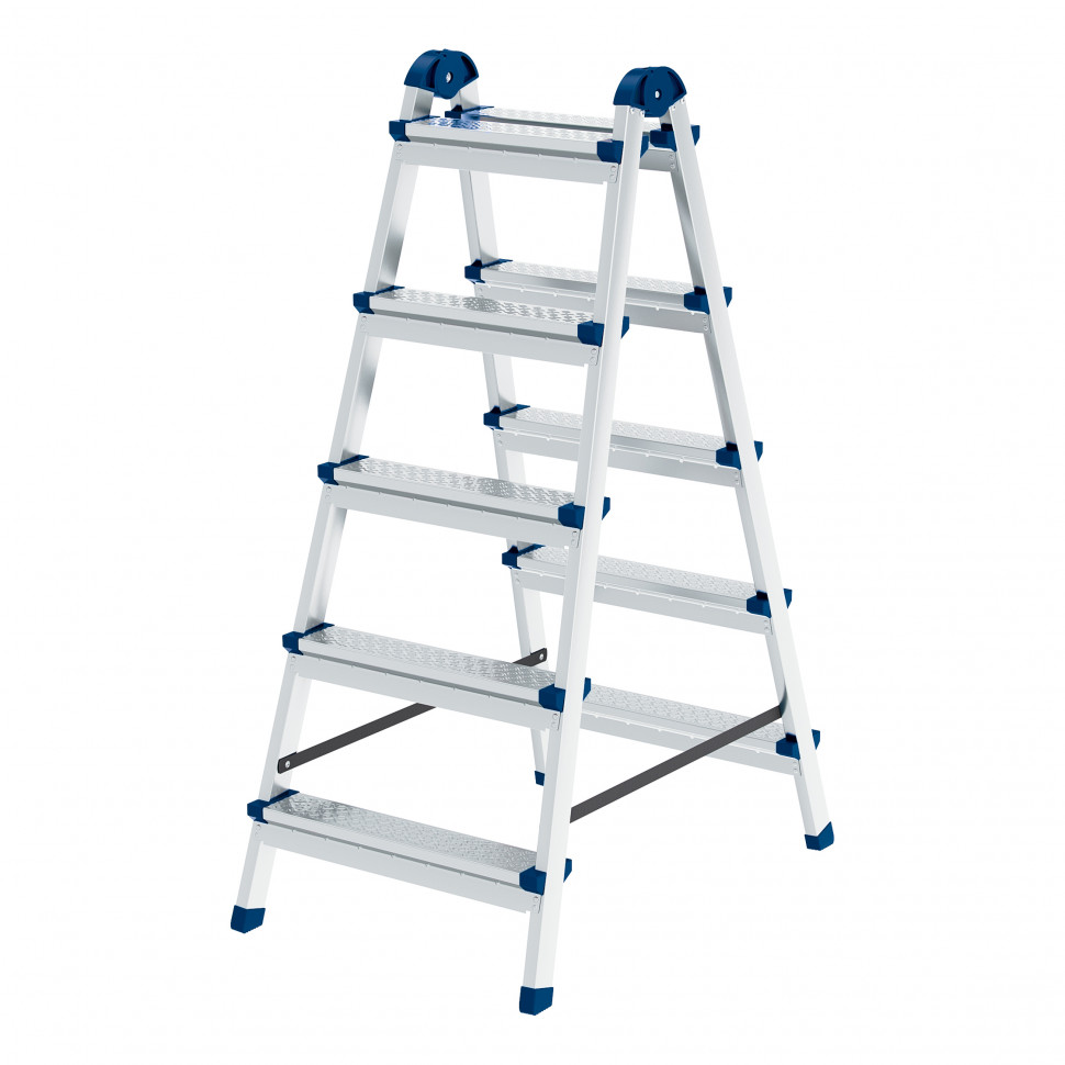 Фото Стремянка двухсторонняя 5 ступеней, сталь профиль, стальные ступени, Россия Сибртех