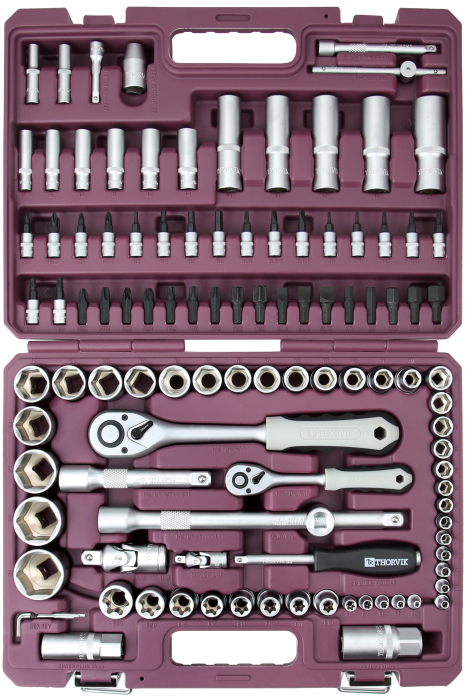 Фото Набор инструмента универсальный 1/4", 1/2"DR, 108 предметов, THORVIK