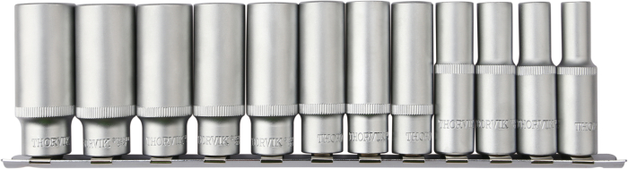 Фото Набор головок торцевых глубоких 3/8"DR на держателе, 8-19 мм, 12 предметов, THORVIK
