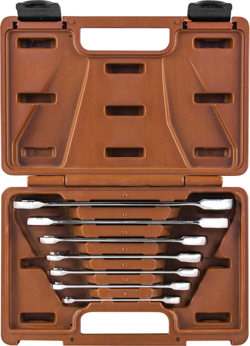 Набор ключей гаечных комбинированных трещоточных SNAP GEAR, 8-19 мм, 7 предметов, Ombra