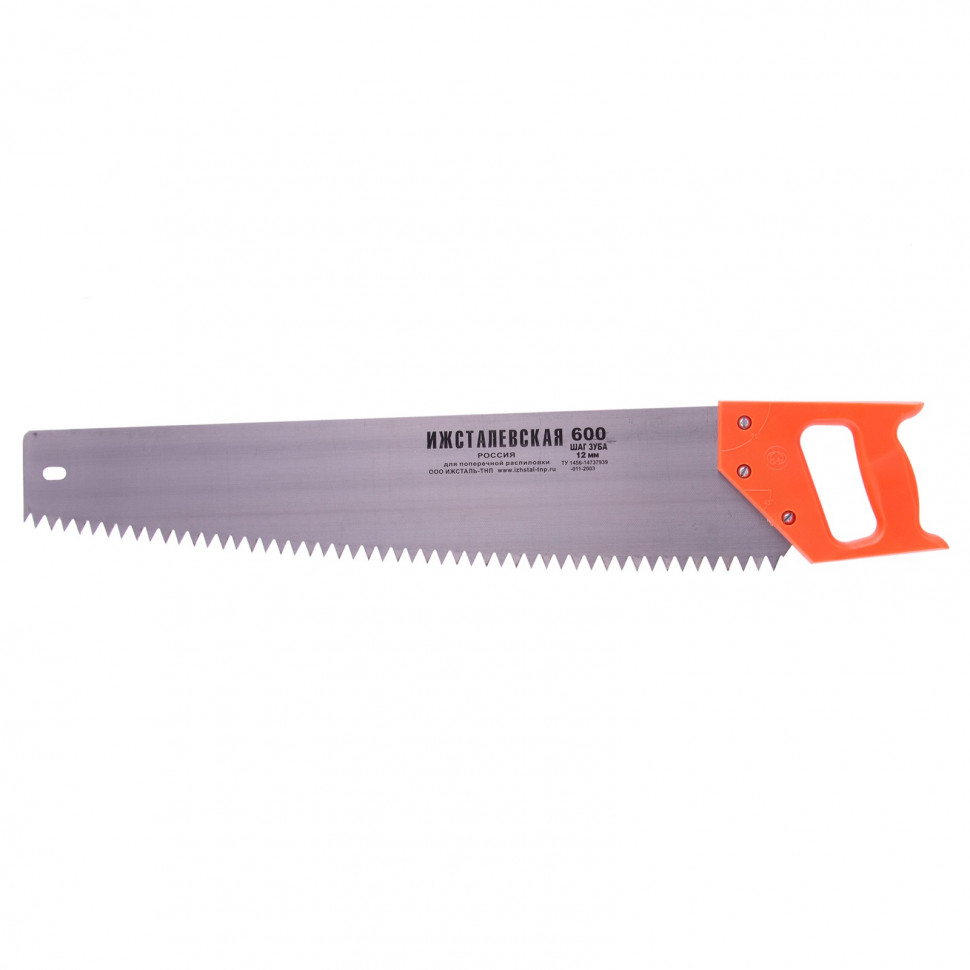 Фото Ножовка по дереву, 600 мм, шаг зубьев 12 мм, пластиковая рукоятка (Ижевск) Россия