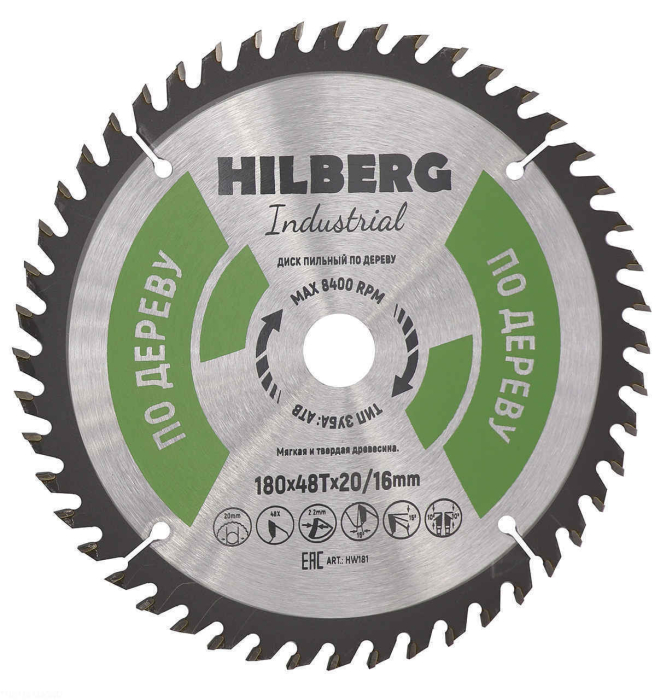 Фото Диск пильный Hilberg Industrial Дерево 180*20/16*48Т