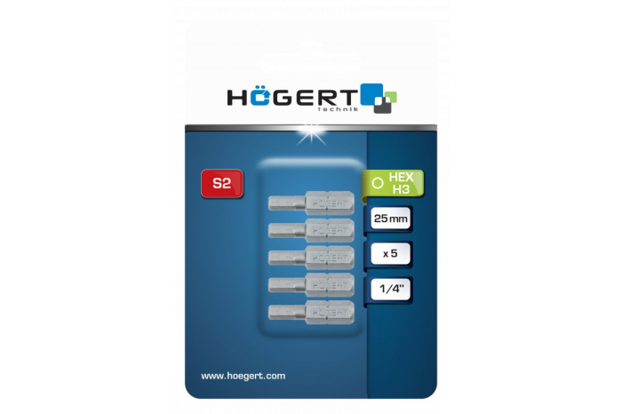 Фото Биты HEX 3, 25 мм, 5 шт. HOEGERT