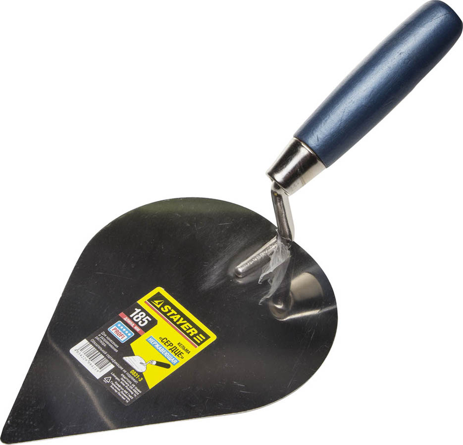 Кельма нержавеющая «Сердце»STAYER 190 мм 0831-3, нержавеющее полотно, деревянная рукоятка