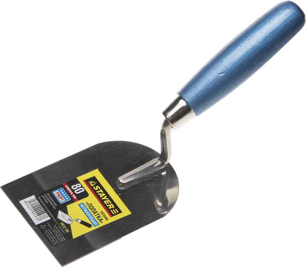 Фото Кельма «Лопатка» STAYER 80 мм,0832-08 нержавеющее полотно, деревянная рукоятка,