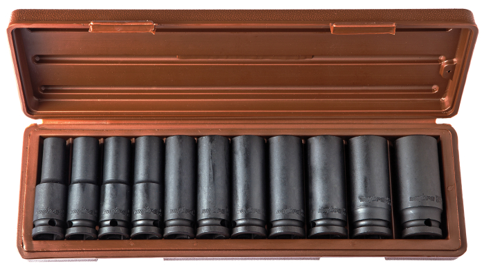 Фото Набор головок торцевых глубоких для ударного инструмента 1/2"DR, 10-24 мм, 11 предметов, Ombra