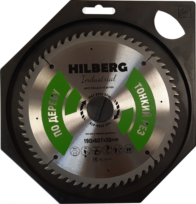 Фото Диск пильный Hilberg Industrial Дерево тонкий рез 190*30*60Т