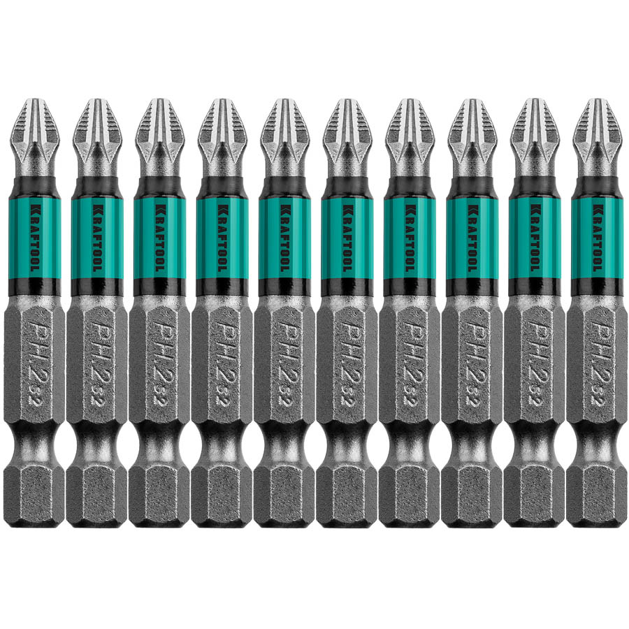 Фото Набор бит Optimum Line KRAFTOOL 26122-2-50-10 PH2, 50 мм, 10 шт., Cr-Mo сталь