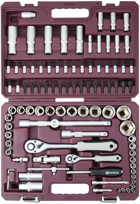 Фото Набор инструмента универсальный 1/4", 1/2"DR, 94 предмета, THORVIK