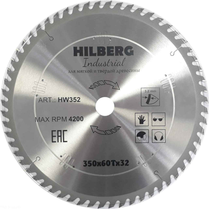 Фото Диск пильный Hilberg Industrial Дерево 350*32*60Т