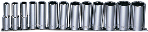 Фото Набор головок торцевых глубоких MAXI-DRIVE 1/2"DR на держателе, SAE 7/16--1-1/4", 13 предметов, Jonnesway