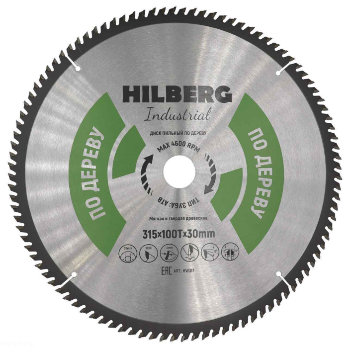 Фото Диск пильный Hilberg Industrial Дерево 315*30*100Т