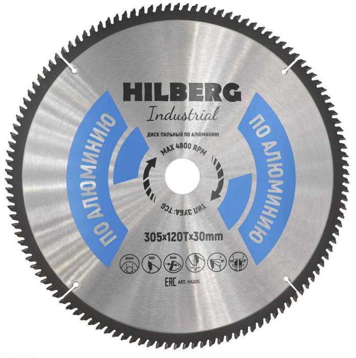 Фото Диск пильный Hilberg Industrial Алюминий 305*30*120Т