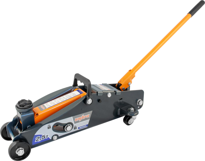 Фото Домкрат подкатной 2.5 т. с фиксатором в кейсе, 140-387 мм, Ombra