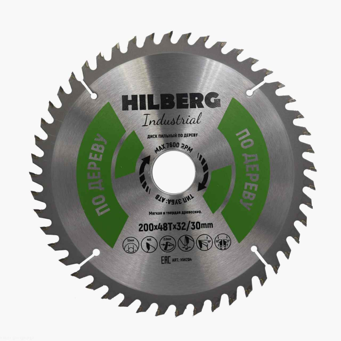 Фото Диск пильный Hilberg Industrial Дерево 200*32/30*48Т