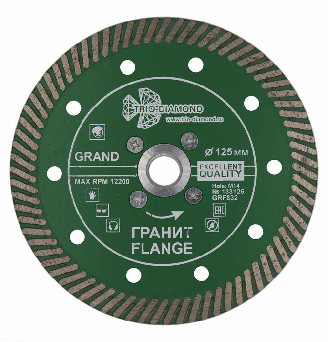 Фото Диск алмазный отрезной ультра 125*м14 Турбо серия Grand hot press Гранит Flange