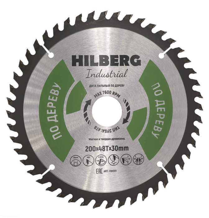 Фото Диск пильный Hilberg Industrial Дерево 200*30*48Т