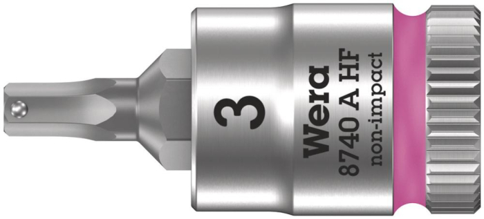 Фото 8740 A Hex-Plus HF Zyklop Головка торцевая с битой вставкой с внешним шестигранником, 1/4, с фиксацией, 3 x 28 мм