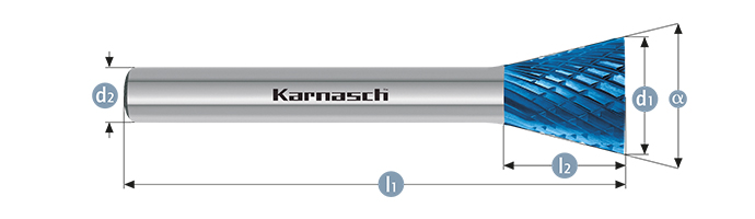 Борфреза перевернутый конус тип N WKN 3х5 dхв=3 Lобщ=38 Blue-Tec Karnash арт. 11.5096-005