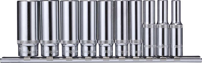 Фото Набор головок торцевых глубоких 1/4"DR на держателе, 5-14 мм, 10 предметов, Ombra