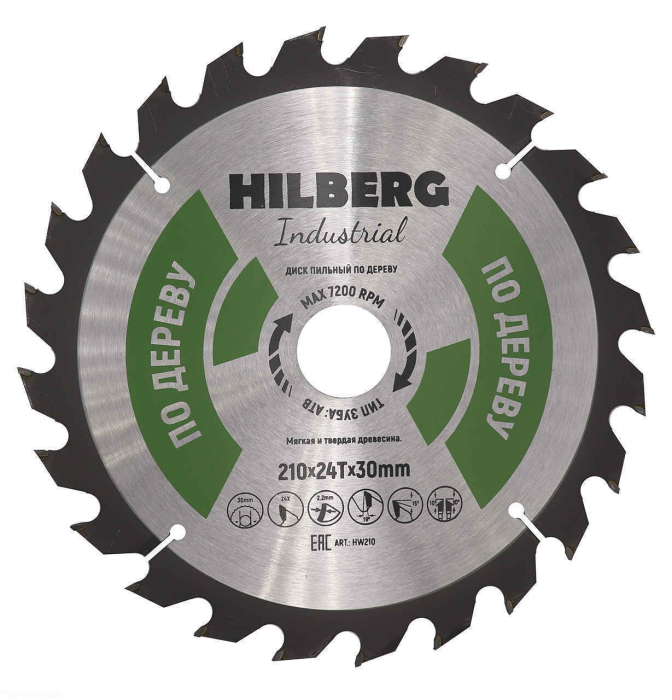 Фото Диск пильный Hilberg Industrial Дерево 210*30*24Т