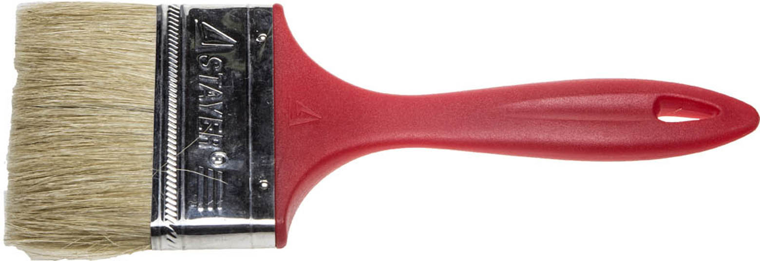 Фото Кисть плоская UNIVERSAL-EURO STAYER 100 мм, 4", щетина натуральная светлая, пластмассовая ручка, 0108-100
