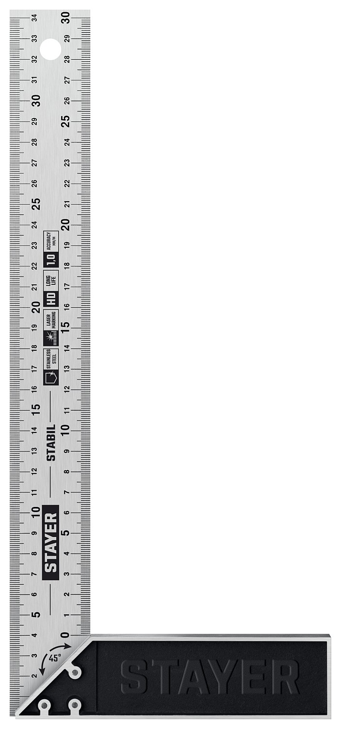 Фото Угольник с нержавеющим полотном STAYER STABIL 3431-30_z02 300 мм, столярный