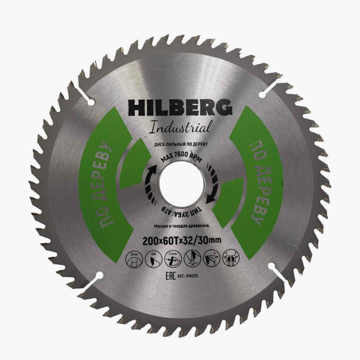 Фото Диск пильный Hilberg Industrial Дерево 200*32/30*60Т