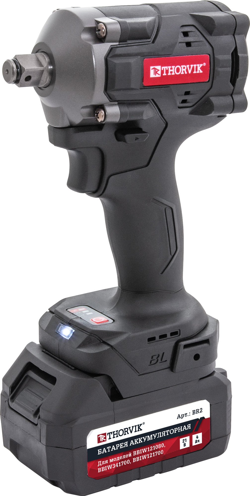 Гайковерт ударный аккумуляторный бесщёточный 1/2"DR, 21В, 620 Нм, THORVIK