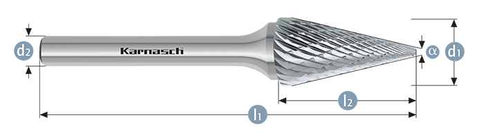 Борфреза острооконическая тип M SKM 3х11 dхв=3 Lобщ=38 Karnash арт. 11.3091-015