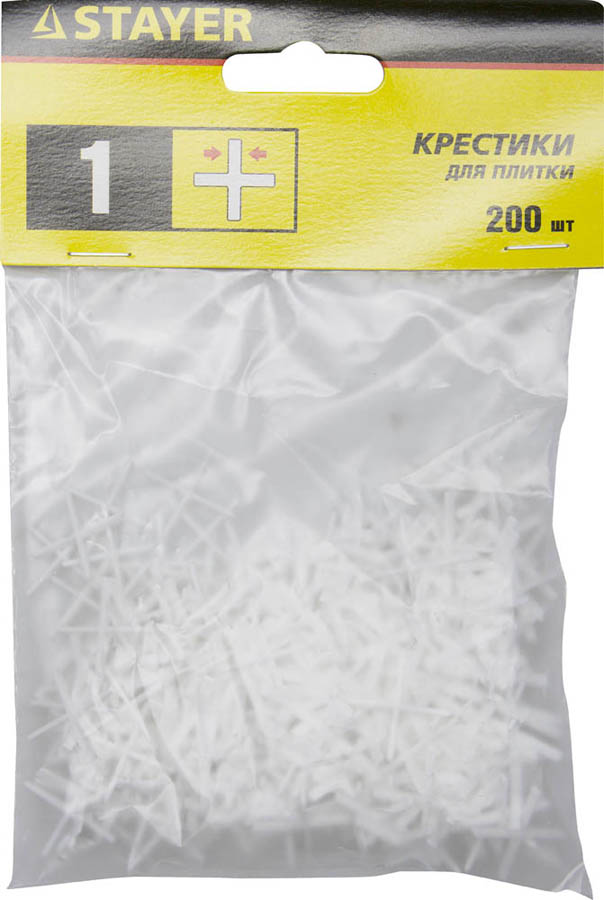 Фото Крестики для кафельной плитки STAYER 1 мм,3380-1 Х-образные, 200 шт.